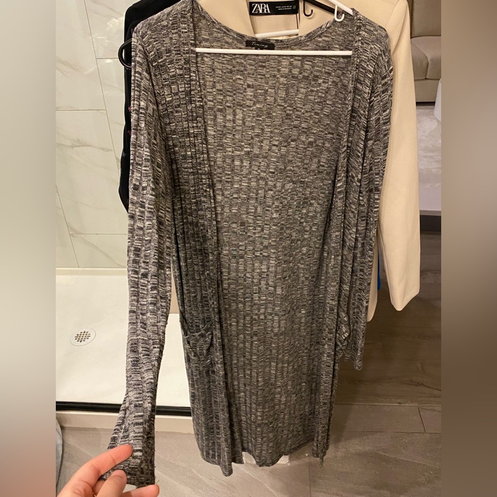Gray Longline Cardigan